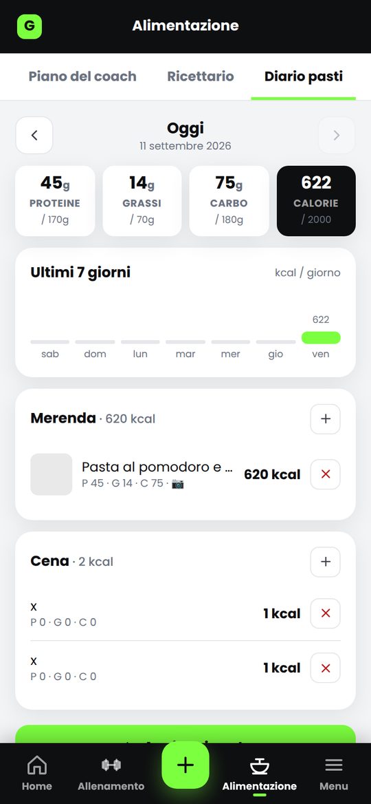 Diario pasti con foto e calorie calcolate dall'AI