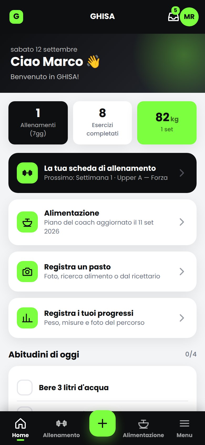 Home dell'app GHISA