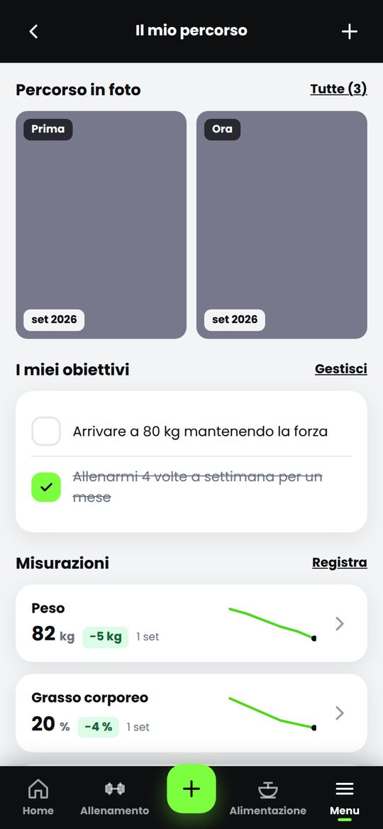 Progressi: peso, misure e foto